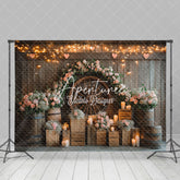 Aperturee - Aperturee Candle Lighted Floral Wooden Valentines Day Backdrop